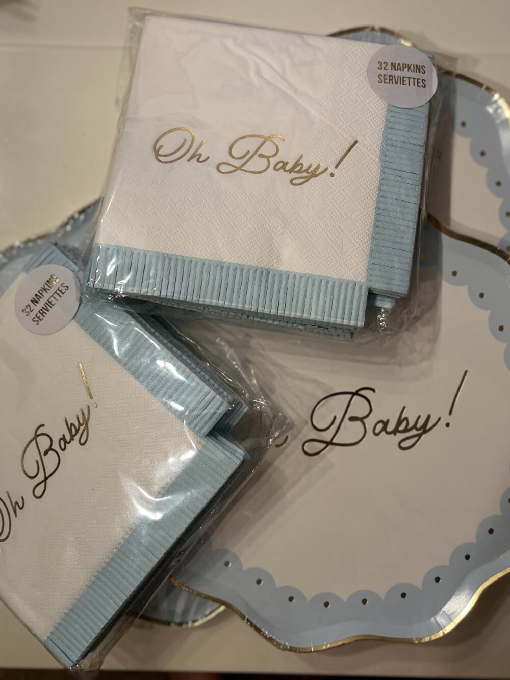 Baby Shower Party Supplies (Boy) Meri Meri Oh Baby Plates Napkins NWT (ps/x)